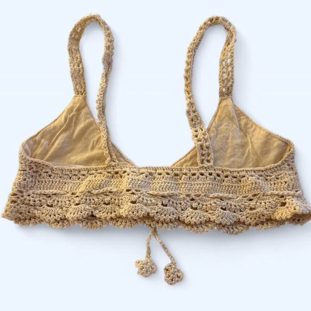Staring at Stars Crochet Tie-Front Bralette in Cream - Picture 3 of 3